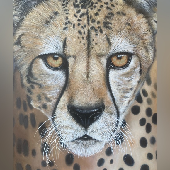 Handpainted African cheetah cat earrings. I use watercolor paper, super light - Picture 4 of 5